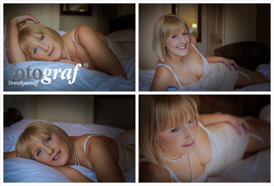 Boudoir photography - wearing slip dress with suspenders